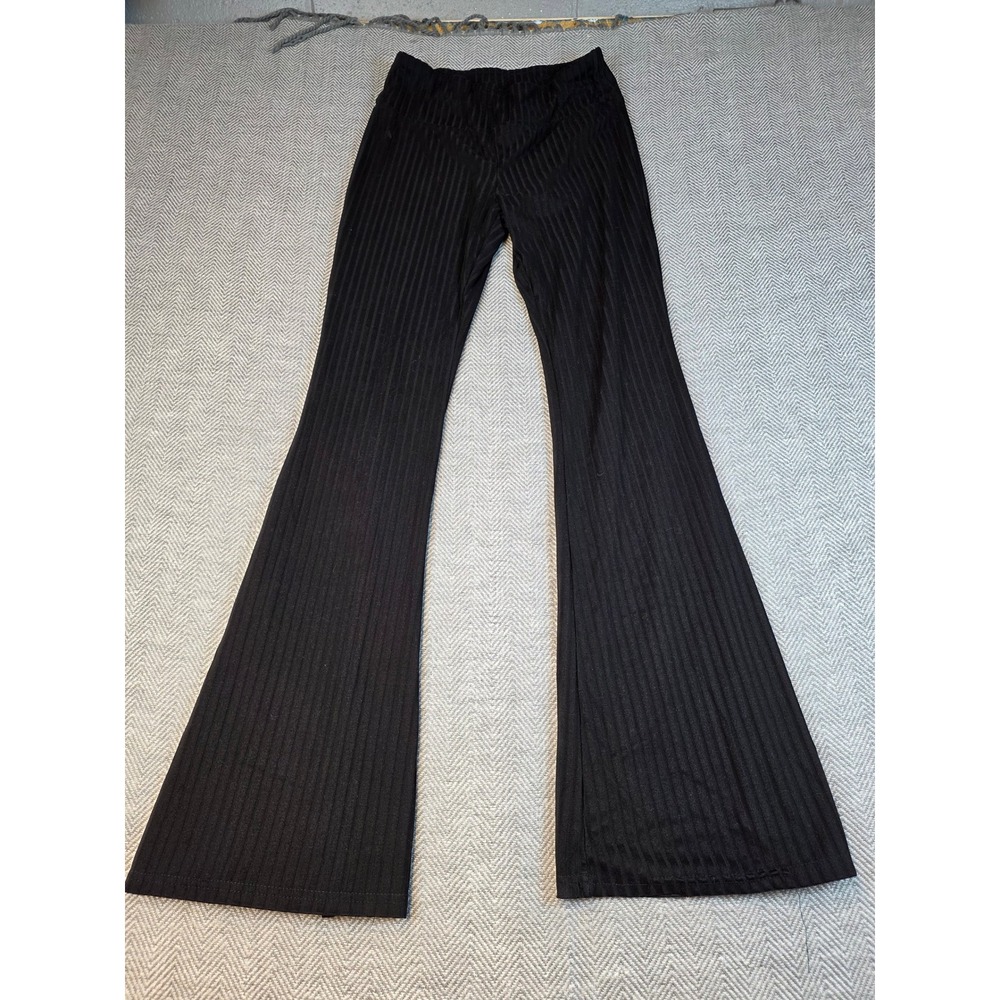 No Boundaries Black Ribbed Flare Pants Bell Bottoms Recycled Knit Mens M 7-9